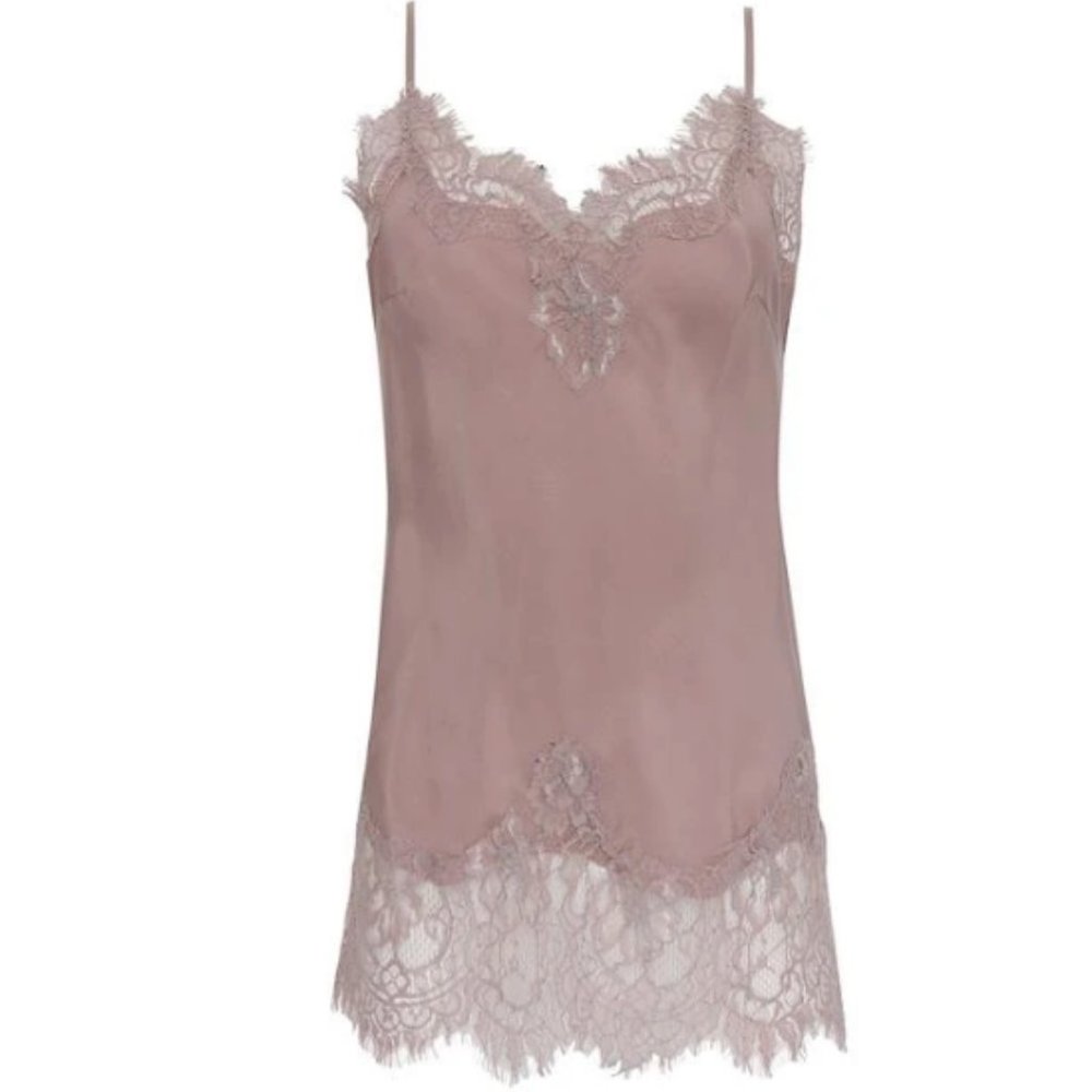 Gold Hawk Silk & Lace Camisole Tank Neutral Rose S NWOT